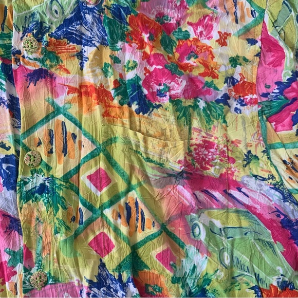 VTG & RARE Jams World AOP colorful button down top womens large unisex men - Picture 8 of 9